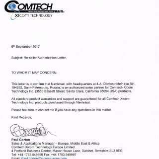 Comtech Xicom Technology authorization letter