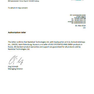 DEV Systemtechnik authorization letter